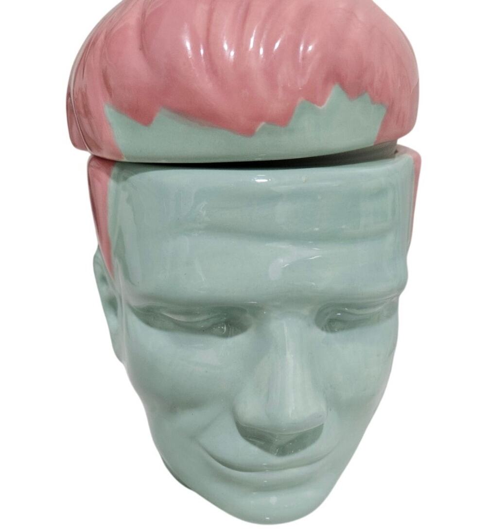 Target Frankenstein Monster Ceramic Cookie Jar Stash Canister Pink Hair Mint